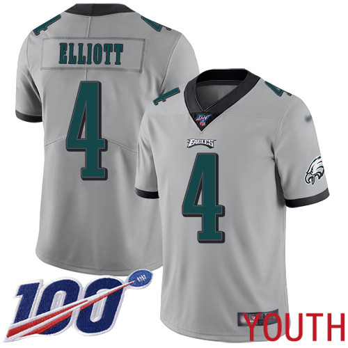 Youth Philadelphia Eagles #4 Jake Elliott Limited Silver Inverted Legend NFL Jersey 100th Season Football